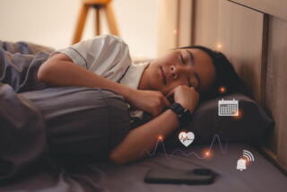 A Woman Sleeping With Icons Showing A Heart, Calendar And An Alarm To Signify Heart Health.